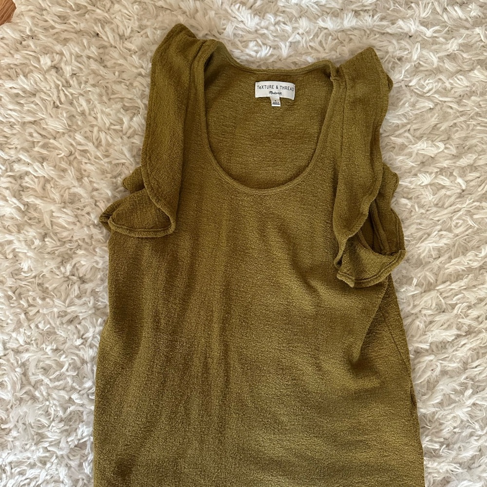 Madewell olive Ruffled Tank Top